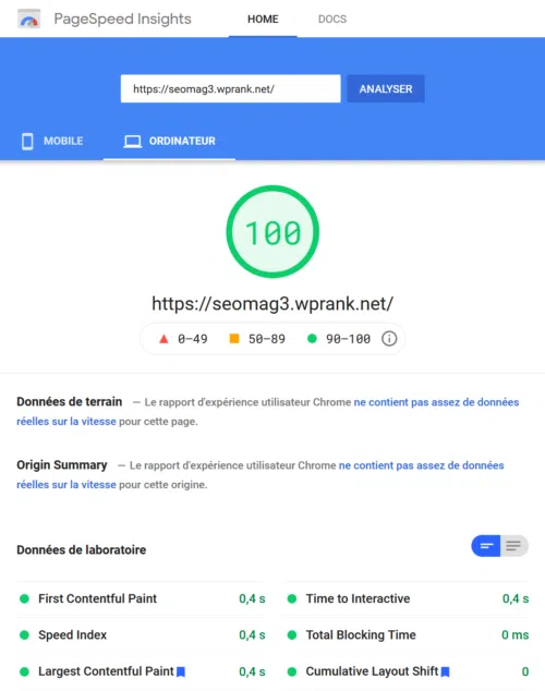 theme worpress performant google page speed ordinateur